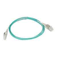 Monoprice OM3 Fiber Optic Cable - Reverse Polarity LC/LC Uniboot, UL, 50/125 Type, 10GB, Aqua, 15m, Corning