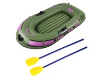 3 Person Thick Inflatable Fishing Boat PVC Air Raft Kayak, with Cushions Include A Pair of Oars, Foot Pump