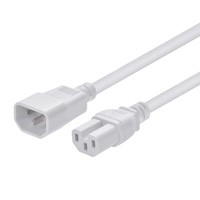 Monoprice Heavy Duty Power Cable - IEC 60320 C14 to IEC 60320 C15, 14AWG, 15A, SJT, 125V, White, 6ft