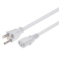 Monoprice Power Cord - NEMA 5-15P to IEC 60320 C13, 18AWG, 10A/1250W, 125V, 3-Prong, 6ft, White