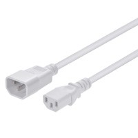 Monoprice Extension Cord - IEC 60320 C14 to IEC 60320 C13, 18AWG, 10A, 3-Prong, SJT, White, 2ft