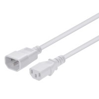 Monoprice Extension Cord - IEC 60320 C14 to IEC 60320 C13, 14AWG, 15A, SJT, 100-250V, White, 2ft