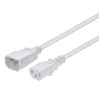 Monoprice Extension Cord - IEC 60320 C14 to IEC 60320 C13, 14AWG, 15A, SJT, 100-250V, White, 3ft