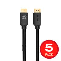 Monoprice 8K Ultra High Speed HDMI Cable - No Logo - 8K@60Hz, 48Gbps, 10ft, Black - 5 Pack