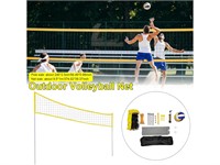 Portable Outdoor Volleyball Net with Poles and Boundary line for Backyard Beach Professional Volleyball Set with Volleyball and Carrying Bag