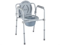 3-in-1 Folding Bedside Commode, Heavy Duty Steel, Toilet Seat Chair Clip on Seat, Raised Toilet Seat, Height Adjustable, Porta Potty for Adults - Portable Toilet for Camping