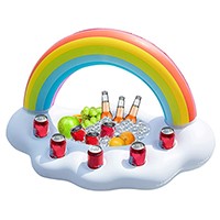 Inflatable Rainbow Cloud Drink Holder Floating Beverage Salad Fruit Serving Bar Pool Float Party Accessories Summer Beach Leisure Cup Bottle Holder Water Fun Decorations Toys Kids Adults
