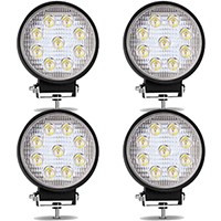 4Pack 4inch 27W Flood Round Pods Led Work Light Driving Fog Light Offroad Light for Tractor Off-Road SUV Boat Truck 