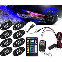 RGB LED Rock Lights Multicolor Neon Underglow Waterproof Music Lighting Kit with Remote Control for Cars Off Road SUV ATV Vehicles