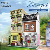 Europe Street Toy Store Dining Flowers Room Grocery Building Block Bricks Cities Toys for Kids Christmas Gifts, 3623PCS