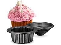 Gourmia GPA9395 Giant Cupcake Pan Double Sided Two Half Design with Swirl Top Mold - Premium Steel Cake Maker with Non-Stick Coating Dishwasher Safe