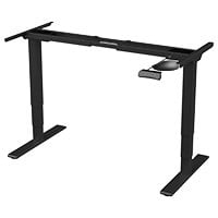 Workstream by Monoprice Dual Motor Height Adjustable 3-Stage Electric Sit-Stand Desk Frame, v2, Black