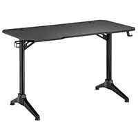 Workstream by Monoprice Home Office Steel Frame Computer Desk with Solid-Core 4-foot Desktop and Accessory Attachments, Black