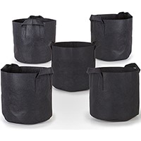 5 Gallon Plant Grow Bags 5-Pack Heavy Duty Thickened Non-Woven Aeration Planting Fabric Pot Container with 2 Strap Handles Felt Fabric for Garden and Planting, Black 