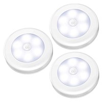 Motion Sensor Lights, Battery Powered LED Closet Light, Night Lights, Stick on Anywhere Under Cabinet Night, Step Lights, Wall Lights for Counter, Hallway, Stairs, Bedroom, Kitchen (Pack of 3)