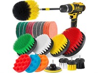 25 Piece Drill Brush Attachments Set, Scrub Pads & Sponge Kit, All Purpose Clean Power Scrubber Brush, with Extend Long Attachment for Grout, Tiles, Sinks, Bathtub, Bathroom, Kitchen, Tub, Car