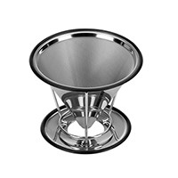 Pour Over Coffee Dripper Slow Drip 304 Stainless Steel Coffee Filter Reusable Metal Cone Paperless Single Cup 1-2 Cup Coffee Maker with Non-slip Cup Stand 