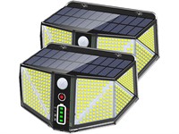 2x Solar Lights Outdoor, 410 LED Solar Motion Sensor Security Lights with 3 Lighting Modes LCD Power Display 4500mAh Waterproof light