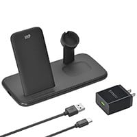 Monoprice 3-in-1 Wireless Charging Stand, Bundled with QC3.0 Wall Charger