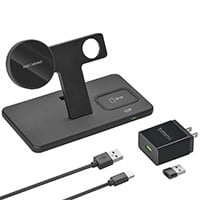 Monoprice Magsafe 3-in-1 Wireless Charging Stand, Bundled with QC3.0 Wall Charger