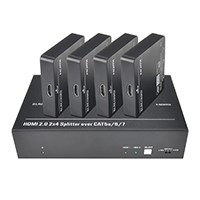 Monoprice Blackbird 4K 2x4 Splitter Extender Complete Solution Kit, 4K@60, HDMI 2.0, 18Gbps, HDR, HDMI-over-Ethernet Cat5e/6/7, 80m, POC, Downscaler, Optical/Analog Audio Extractor, RS232