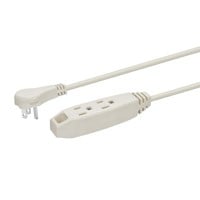 Monoprice 3-Outlet Flat Plug Household Extension Cord, 16AWG, 13A,  SPT-2, White, 6ft