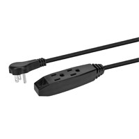 Monoprice 3-Outlet Flat Plug Household Extension Cord, 16AWG, 13A,  SPT-2, Black, 10ft