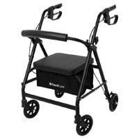 SevaCare by Monoprice Aluminum Rollator Walker With Seat, Rolling Walker, Handle Adjustable, 6" Wheels, 300 Lbs Max Load 