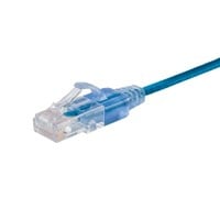 Monoprice Cat6A 6in Blue Patch Cable, UTP, 30AWG, 10G, Pure Bare Copper, Snagless RJ45, SlimRun Series Ethernet Cable