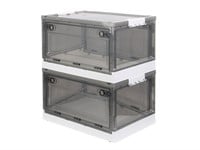 MPM 2 PACK Stackable Foldable Clear Storage Box with Lid and wheels, Organizing Boxes, Cube Box Bin Container, for Kitchen, Home and Office, Craft, Cloth, Books, Bottles, Snacks, Toys