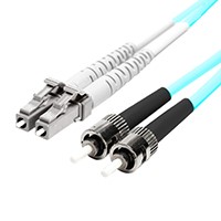 Monoprice Multi-Mode OM4 Fiber Optic Cable - LC-ST UL 2mm 50/125 OFNR Duplex Aqua 0.5m