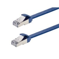 Monoprice Cat6A Ethernet Patch Cable - Slim, Flat, U/FTP, 30AWG, Molded Boot, 25ft, Blue