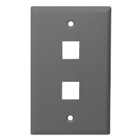 Monoprice Standard Size Keystone Plate 2 Port, Gray, UL