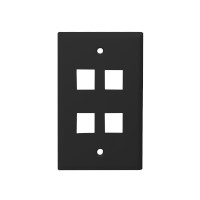 Monoprice Standard Size Keystone Plate 4 Port, Black, UL