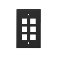 Monoprice Standard Size Keystone Plate 6 Port, Black, UL