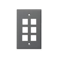 Monoprice Standard Size Keystone Plate 6 Port, Gray, UL