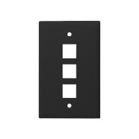 Monoprice Mid-Size Keystone Plate 3 Port, Black, UL