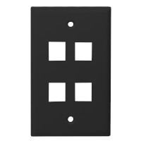 Monoprice Mid-Size Keystone Plate 4 Port, Black, UL