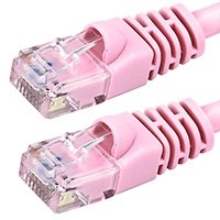 Monoprice Cat5e Ethernet Patch Cable - Snagless RJ45, Stranded, 350Mhz, UTP, Pure Bare Copper Wire, 24AWG, 0.5ft, Pink