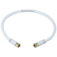 Monoprice 1.5ft RG6 (18AWG) 75Ohm, Quad Shield, CL2 Coaxial Cable with F Type Connector - White