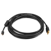 Monoprice USB-A to Micro B 2.0 Cable - 5-Pin, 28/24AWG, Gold Plated, Black, 15ft