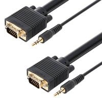 Monoprice 10ft Super VGA HD15 M/M CL2 Rated Cable w/ Stereo Audio and Triple Shielding (Gold Plated)