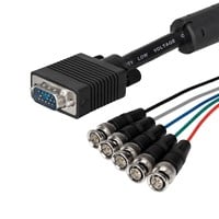 Monoprice VGA HD-15 to 5 BNC RGB Video Cable for HDTV Monitor cable - 6FT (Black)