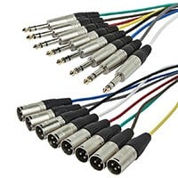 Monoprice 6 Meter (20ft) 8-Channel 1/4inch TRS Male to XLR Male Snake Cable
