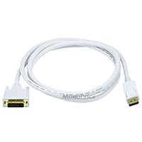 White Monoprice 106000 10-Feet 32AWG Mini Display Port to DVI Cable 