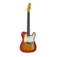 Indio by Monoprice Retro DLX Plus Solid Ash Electric Guitar with Gig Bag, Cherry Red Burst