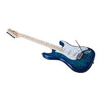 Indio by Monoprice Cali DLX Quilted Maple Top Electric Guitar with Gig Bag, Blue Burst