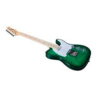 Indio by Monoprice Retro DLX Flamed Top Electric Guitar with Gig Bag Trans Green