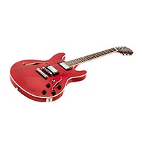 Indio by Monoprice Boardwalk Hollow Body Electric Guitar with Gig Bag, Red