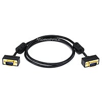 Monoprice 3ft Ultra Slim SVGA Super VGA 30/32AWG M/M Monitor Cable with Ferrites (Gold Plated Connector)